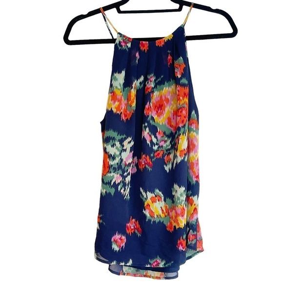 Joie Anatase B Floral-Print Halter-Neck 100% Silk Tank Blue Women's Size M - Picture 5 of 12